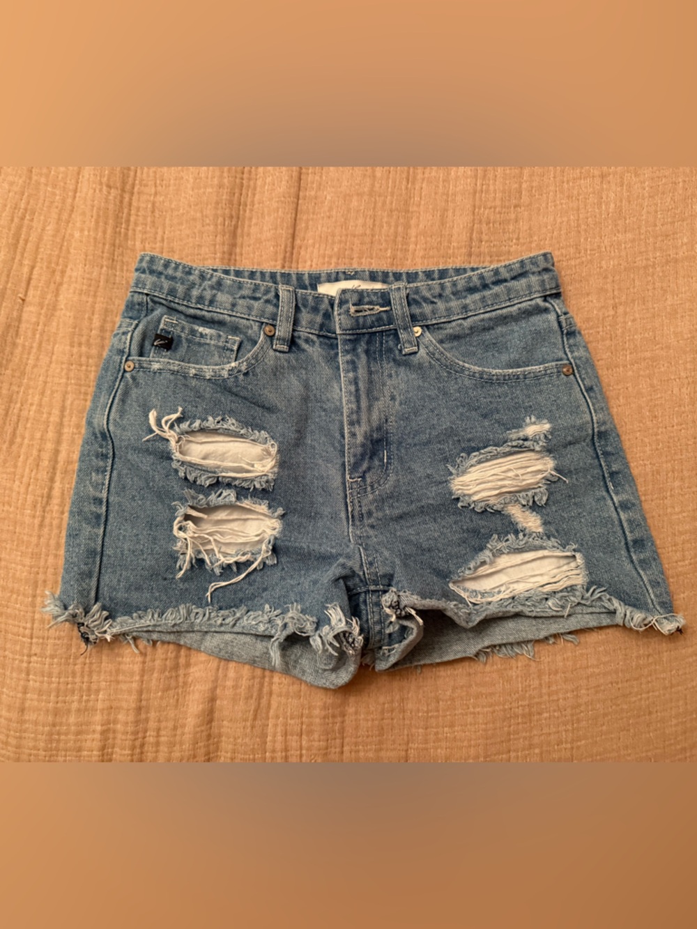 Distressed Light Blue Denim Jean Shorts for Women